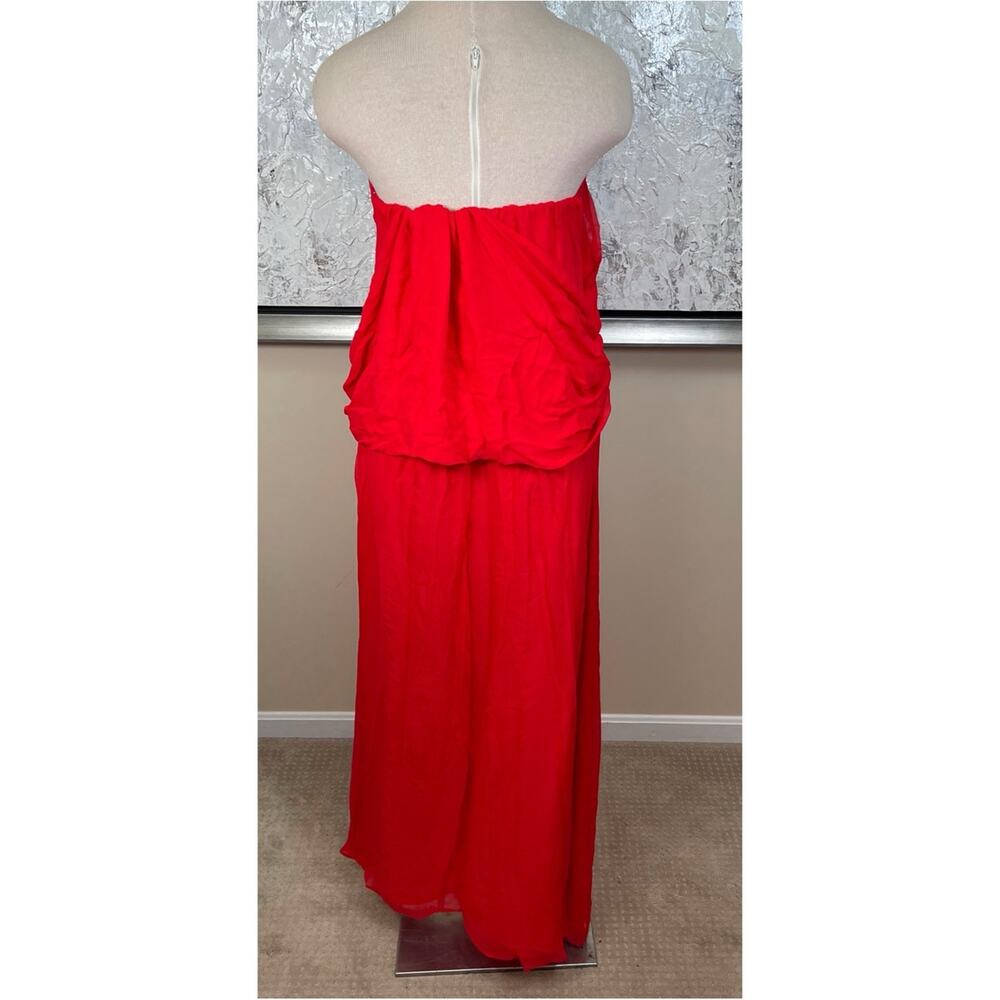 BERNADETTE Daffodil Off the Shoulder Floral Silk Red Maxi Dress Size 12 - Picture 8 of 11